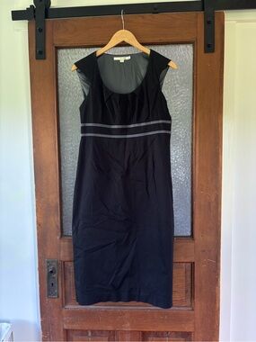 Boden Black Sleeveless Midi Sheath Dress with Contrast Waistband